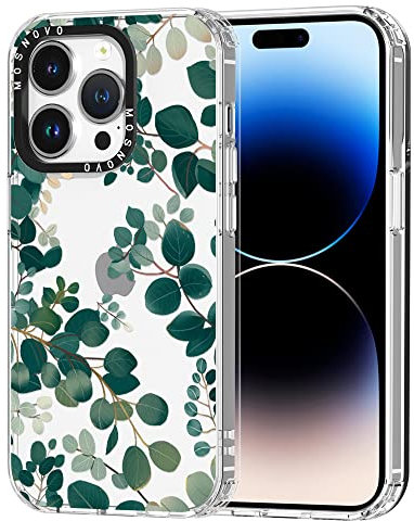 MOSNOVO für iPhone 14 Pro Hülle – Durchsichtige, schlanke, stoßfeste TPU+PC-Handyhülle, [6,6 Fuß Fallschutz/Anti-Abziehen] - Eukalyptus