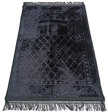 Roland Germany Gebetsteppich weich Islam Seccade Sejjade Namazlik Islamic Prayer Rug 80x120 cm (Schwarz)