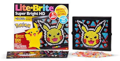 Lite-Brite Super Bright HD, Pokémon Edition - Creative Retro Light-Up Screen, Educational Play for Children, Enhances Creativity, Gift for Boys and Girls Ages 6+