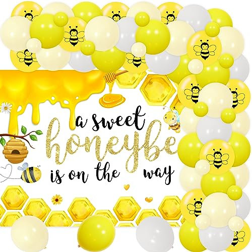 Girlande Biene, Bienen Babyparty Dekorationen, eine süße Honigbiene ist unterwegs Hintergrund und gelbe Ballongirlande Bogen-Set für Babyparty, Geschlechtsoffenbarung, werdende Mutter
