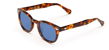 XLAB 8004 Gafas de sol estilo moscot, unisex, 50mm, Habana oscura/Azul