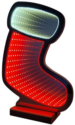 Brandsseller Weihnachtsbeleuchtung mit Infinity-Effekt 21,5x7x30 cm - LED Dekofigur aus Kunststoff, Timer 6/18h, 3m Kabel, moderne Weihnachtsdeko für Innen - Stiefel