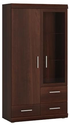 Lomadox Highboard 80 cm Nussbaum Wohnzimmerschrank Vitrinenschrank Vitrine Stauraumschrank Geschirrschrank