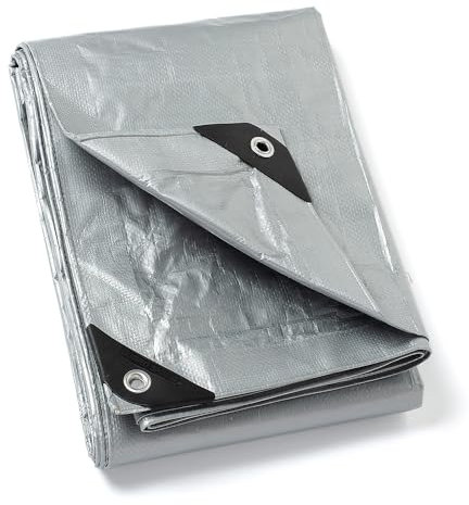 GUARD SHIELD Abdeckplane mit Ösen Wasserdicht 3m x 3m Silberfarben Multifunktionale Polyester-Plane 120g/㎡ Gewebeplane Schutzplane Allzweckplane, Reißfest, UV-stabilisiert