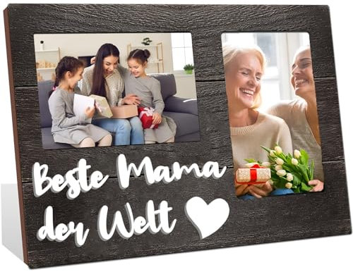 WJMSDK Geschenke für Mama | Herzlicher Bilderrahmen für Beste Mama Der Welt | Personalisiertes Fotogeschenk 31,7 x 19,8 cm | Geschenkidee für Geburtstag, Weihnachten & Muttertag