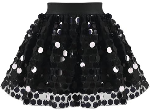 Mädchen Rock Schwarz Meerjungfrau Funkelnd Pailletten Tutu Party Ballett Tanzen Gr. 98-104,Schwarzer Punkt,98-104