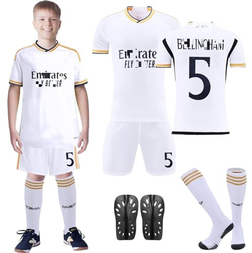 Wirhaut Fußballtrikots für Kinder Neue Saison Hause/Auswärts Fußball Trikots Shorts Socken Set für Kinder Nr.7 /Nr.5 Trikot, Fussball Jersey Trainingsanzug für Kinder Jungen