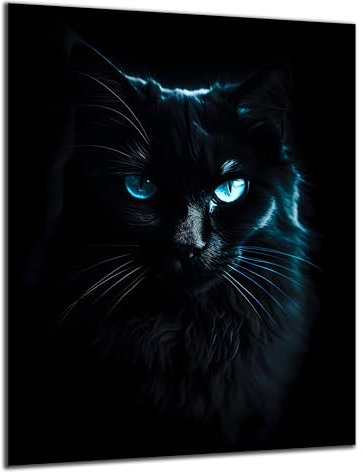 Munera Design - Bild 30x40 - Katzen-Bilder mystisch schwarze Katze - Wand-Bilder Wohnzimmer