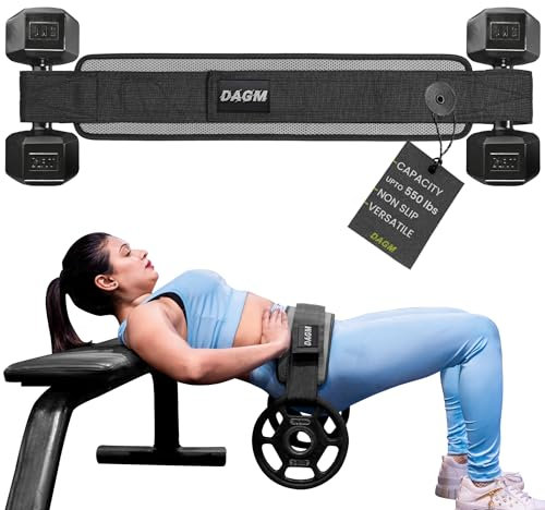DAGM Hip Thrust Belt – Robuster, bequemer, verstellbarer Gesäßtrainer mit Anti-Rutsch-Pads, ideal für Heimtraining mit Hanteln, Kugelhanteln, Tellern. Extra Polsterung für Fitnessstudio und