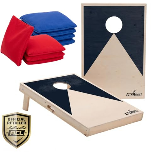 Cornhole Offiziell 90x60 - Schwarz - UV-Druck direkt auf Holz (100%) - 2 Bretter + 8 Säcke - ACL-Qualität