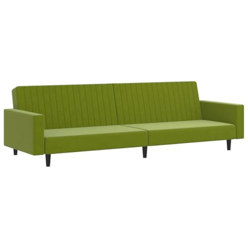 vidaXL Schlafsofa 2-Sitzer, Schlafcouch für Wohnzimmer Heimkino Büro, Gästebett mit Holzrahmen, Sofabett Tagesbett Couch Sofa Ausziehbar, Hellgrün Samt