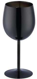 SBOMHS Rotweingläser mit Stiel 1 Stück Weißweingläser ca.350ml Weingläser aus 18/10 Edelstahl Kelch Gläser für Cocktails Champagner Whiskey Biergläser (Schwarz)