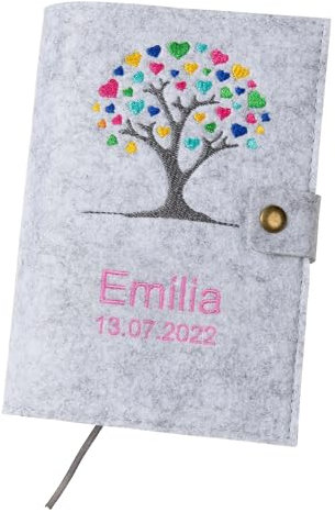 personalisierbare Gotteslobhülle aus Filz (Farbe & Stickerei wählbar) - Buch Hülle mit Namen & Datum für katholisches Gebet- und Gesangbuch zur Kommunion oder Firmung personalisierbar