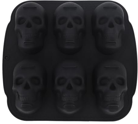 Backformen mit Totenkopf-Kopf, Skelett-Silikon-Tablett, Halloween-Skelett-Kopf-Pfanne, Schwarzer Herd, Pfannkuchen-Knochen-Kuchenformen, Kopf-Knochen-Skelett-Pfannkuchen-Maker,