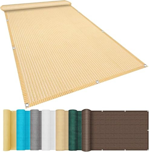 Markisen-Sonnenschutz 1,2 x 3 m, Sonnenschutzfolie für Garten und Balkon, Sonnenschutzfolie, atmungsaktiv, Vier seitliche Ösen im Lieferumfang enthalten, Befestigungsschnur