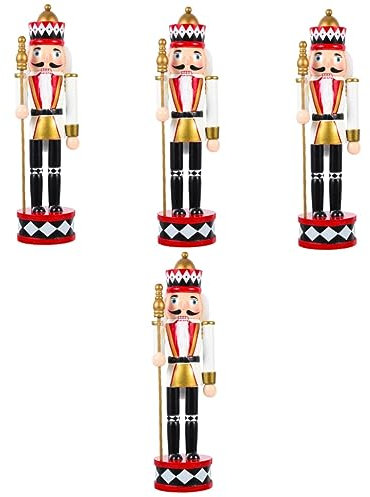 Cabilock Lot De 4 Figurines De Casse-Noisette De Noël Artisanales en Bois Décoratives pour Décoration De Table