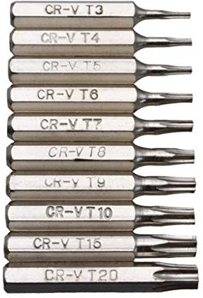 Torx-Schraubendreher-Bit-Set, CR-V, für T3, T7, T8, T9, T20, tragbar, 10 Stück