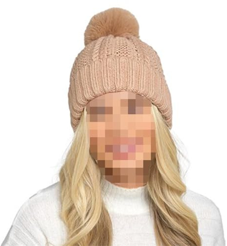 A2Z Ladies Chunky Cable Knit Faux Fur Pom Pom Beanie Winter Fashion Style | Soft Stretch Cap With Cosy Texture For Comfortable Outdoor Cold Days Wear