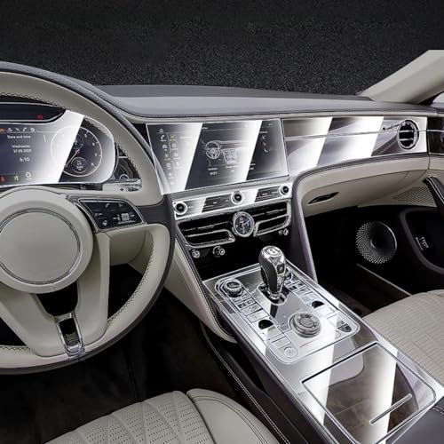 LeLeD TPU transparente Folie für Bentley Continental 2023,Auto Innen Aufkleber Mittel Konsole Ausrüstung Navigation Armaturen Brett,B-transparent