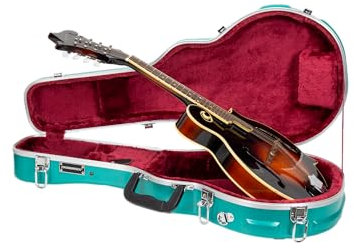 Crossrock ABS Mandolin Case for F-Style | Mint Blue Matte Shell, Security Lock, Backpack Straps, Accessory Storage – Scratch-Resistant Hardshell -Mint Blue (CRA862MFMB)