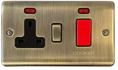 Antique Brass Cooker Switch with Socket - BAB35