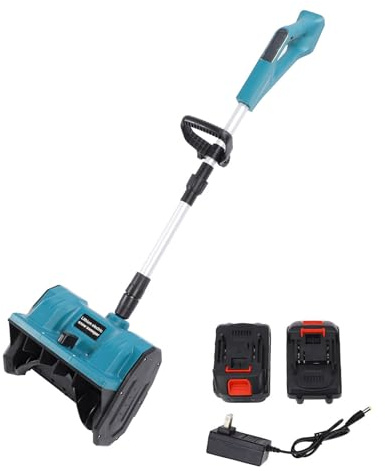 Elektrische Schaufel Zur Schneeräumung, Kabellose Schneefräse mit Bürstenmotor 21 V, 12,5 Zoll Breite, 26 Fuß Wurfweite, Sicherheitsschalter, Gebogener Griff, Teleskopstange