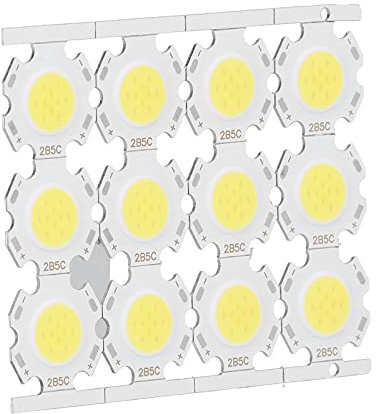 Yctze Dioda Led 5W 12 Uds Chips Led Componente Emisor de Luz Cob 5W 15-17V para Focos Lámpara de Techo Downlight Chips Led (luz blanca)