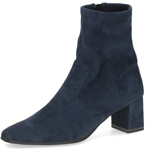 CAPRICE Damen Stiefeletten mit Absatz mit Reißverschluss Vegan, Blau (Navy Stretch), 37 EU