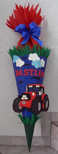 Schultüten Bastelset Traktor blau-grün-rot MaterialType 3D Wellpappe-Rohling