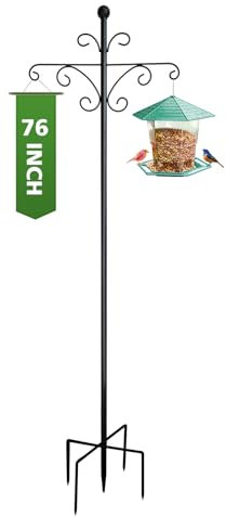 UMavlesFrd Gancho pastor jardín para pajarera, 193 cm, tubo de 1,9 cm de grosor, doble gancho de mariposa con 5 varillas de pastor