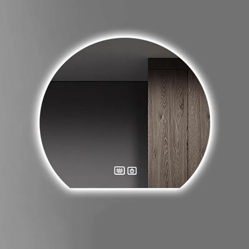 Pealihuy Specchio da bagno a mezzaluna a LED, specchio per il trucco intelligente dimmerabile, specchio da parete retroilluminato antiappannamento, HD Clarity, luce bianca/calda/neutra