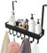 HMIEPRS Over Door Hooks, Pool Towel Rack with 8 Hooks, Over the Door Hanger with Shelf, Towel Holder Wall Mounted Organizer for Pool Bathroom Bedroom Kitchen Hot Tub Outdoor (Black)