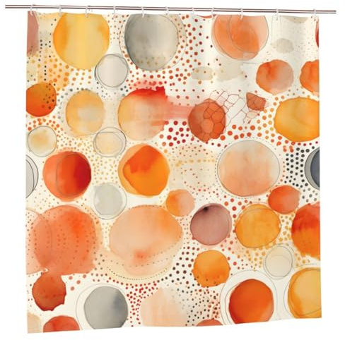 Mexpekil Orange Dot Duschvorhang mit Haken 183x183cm Wasserdicht Stoff Duschvorhänge für Badezimmer