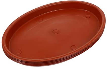 Happyyami 5Pcs Thick Oval Plastic Flowerpot Trays Red Drip Tray Baseplates for Indoor and Outdoor Plant Pots