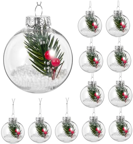 Cabilock 12 Stück Teiliges Weihnachtsbaum Dekorationen Transparente Weihnachtskugeln aus Robustem Pet für DIY Bastelprojekte für Wände und Feuerstellen