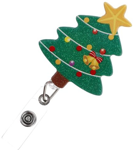Housoutil Porte Badge Rétractable Forme de Sapin de Noël avec Clip Rotatif pour Infirmiers Médecins et Étudiants de Porte Nom Pratique pour Fêtes