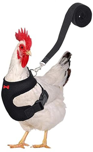 Hühnergeschirr mit Leine, Bequeme Weste für Hühner, Geschirr mit elastischem Kinnband, atmungsaktiv, Weste für Hühner, Haustiere, Ente, Gänse