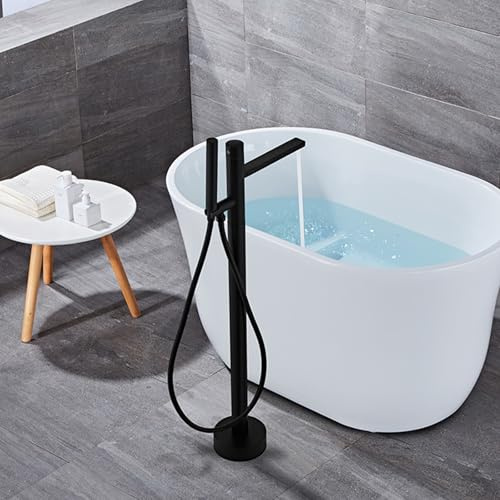 YCVAWEOD Badezimmermixer Tippen Sie mit Dusche Schwarz freistehende Badewanne Duschmischer Badmixer Zapfes mit Duschset LWX