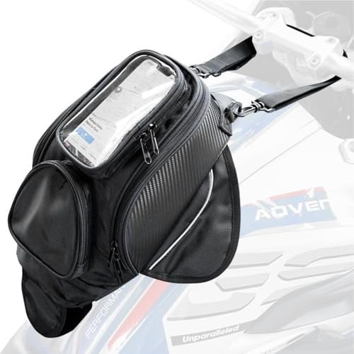 Rankomu Motorcycle Tank Bag Magnetic Waterproof Navigation Touch Screen Mobile Phone Reflective Window Removable Shoulder Strap 48 x 36 x 15cm