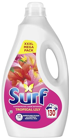 Surf Tropical Lily Laundry Washing Liquid Detergent with a joy-infused fragrance & essential oils lasting up to 12 hours in wear for brilliantly clean results 130 washes 3.5 L