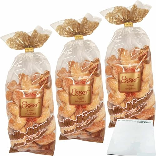 usy Bundle für Esser Vanille Hörnchen feines Mürbegebäck 3er Pack (3x300g Beutel) + usy Block