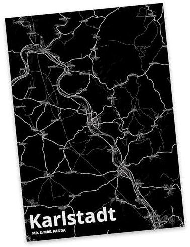 Mr. & Mrs. Panda Postkarte Karlstadt - Geschenk, Ansichtskarten, Städte, Einladung, Stadt Dorf Karte Landkarte Map Stadtplan, Ansichtskarte, Dorf,