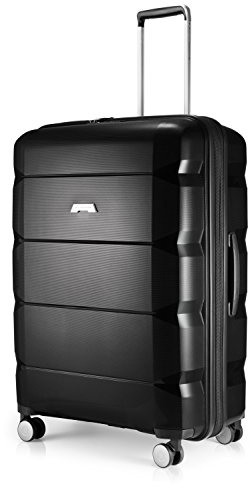 Hauptstadtkoffer - Britz - Hartschalen-Koffer Koffer Trolley Rollkoffer Reisekoffer Erweiterbar, 4 Rollen, TSA, 75 cm, 115 Liter, Schwarz