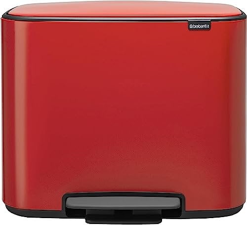 Brabantia Bo Pedal Bin, Steel, Passion Red, 3 x 11 L