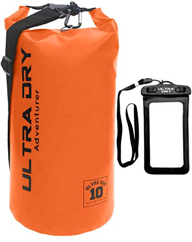 Premium Waterproof Bag, Sack with Phone Dry Bag and Long Adjustable Shoulder Strap Included, Perfect for Kayaking/Boating/Canoeing/Fishing/Rafting/Swimming/Camping/Snowboarding (Orange, 20 L)