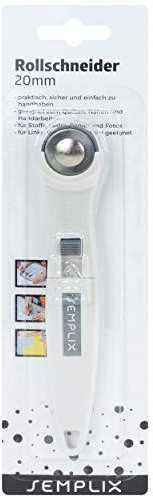 SEMPLIX Stoffschneider Super Mini mit Klingenschutz, 20mm - Rollschneider zum Basteln & Nähen (grau)
