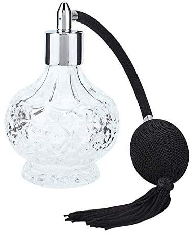 Retro Style Refillable Perfume Bottle with Unique Carved Pattern - Atomizer for Empty Glass Spray Bottles with Tassel 80ml