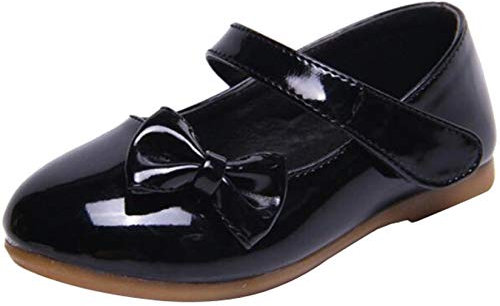 PPXID Mädchen Mary Jane Halbschuhe Bequem Lackleder Ballerinas,Schwarz,28 EU