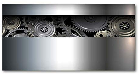 Tulup - Spritzschutz aus Glas für die Küche - Küchenrückwand - Küche Herd - Wandanbringung - Küchenrückwand aus Echtglas - Memoboard - Wassertropfen - 100x50 cm – Material-Textur - Silber - Zahnräder