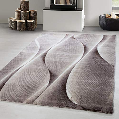 Carpetsale24 Teppich Wohnzimmer Moderne Ombre Design Braun-Beige-Creme 80 x 150 cm - Kurzflor Schlafzimmer Pflegeleicht Weich - Flauschig Waschbar für Esszimmer Küche Läufer Flur